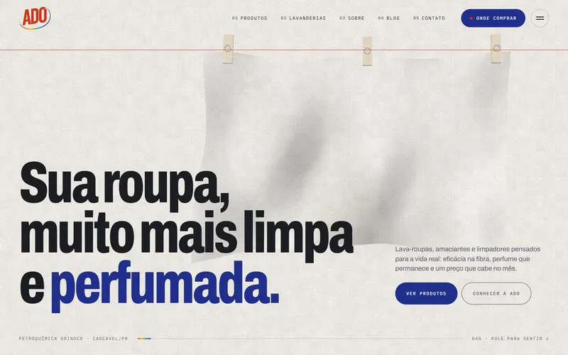ADO Lavanderias: top of the live site