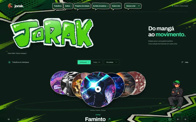 Jorak Editor: top of the live site